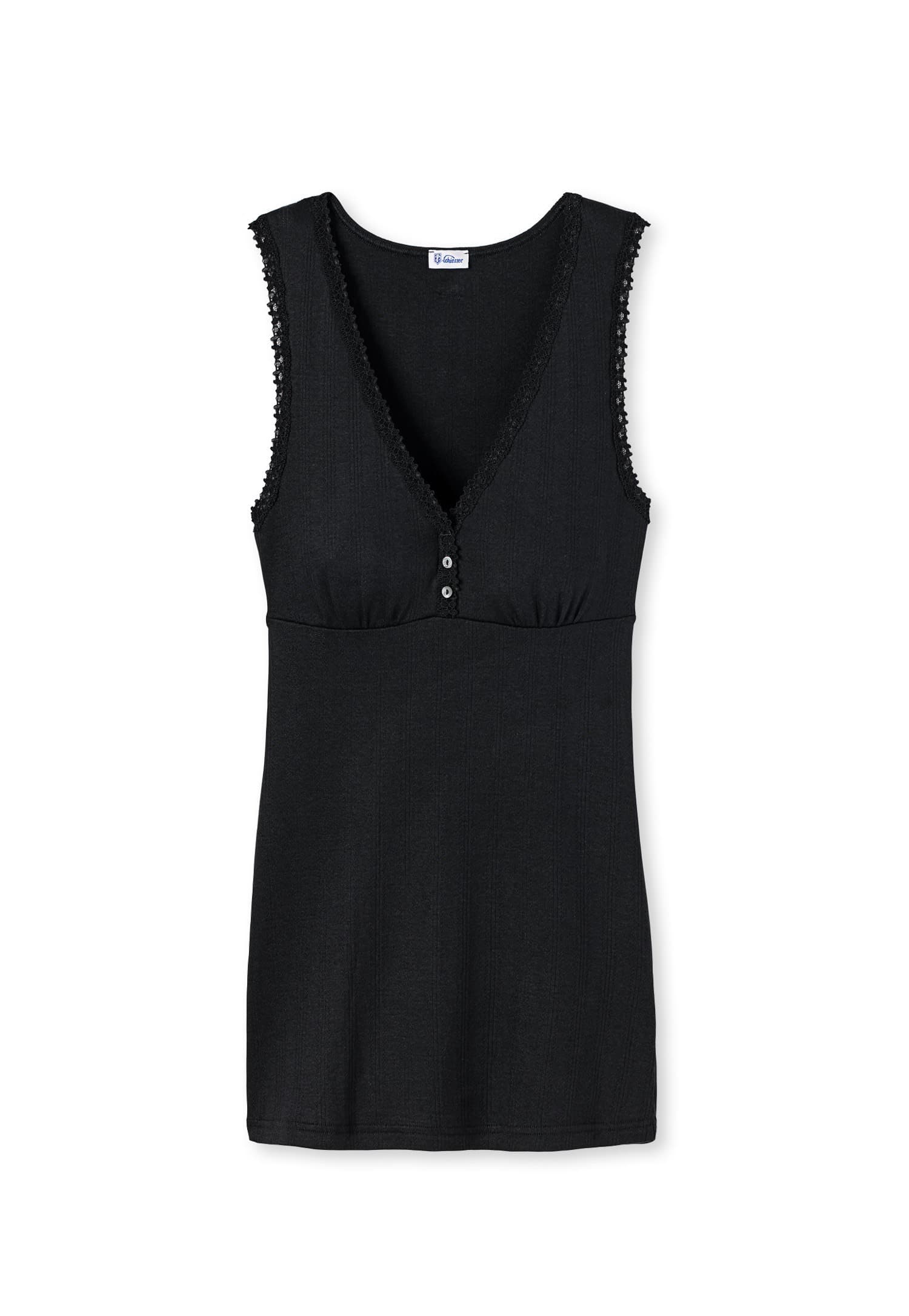 Schiesser Revival Womens Basic Agathe Chemisette Black