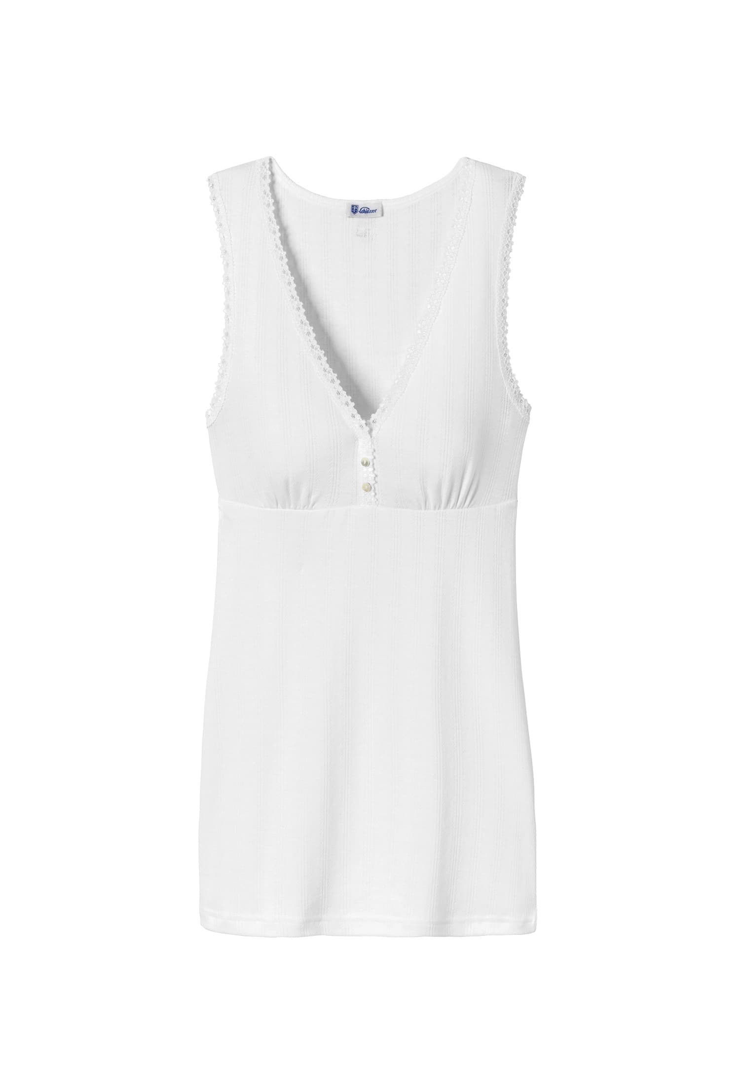 Schiesser Revival Womens Basic Agathe Chemisette White